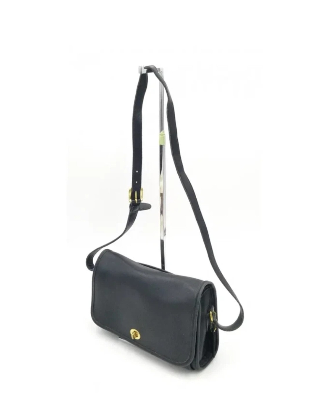 Coach Navy Blue Leather Crossbody with Gold Turn-Lock - Picture 2 of 16